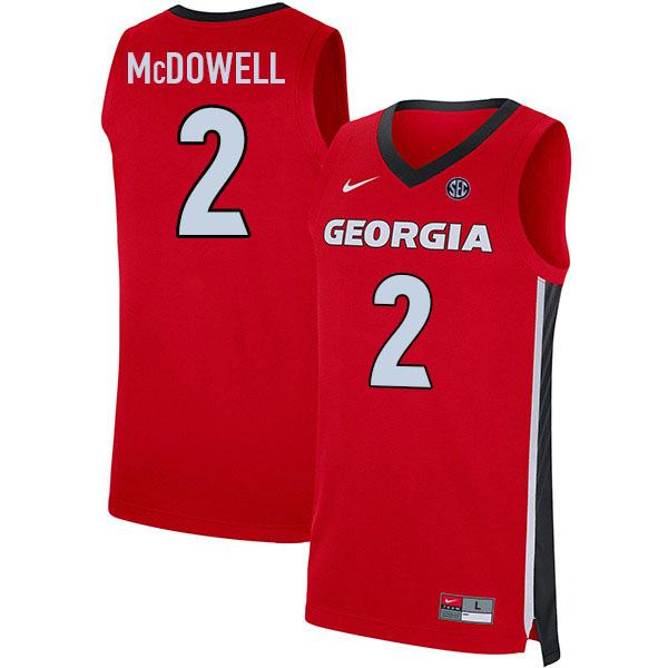 Men #2 Cam McDowell Georgia Bulldogs College Basketball Jerseys Sale-Red - Click Image to Close